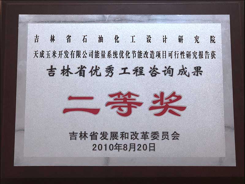 2010年吉林省优秀工程咨询成果二等奖